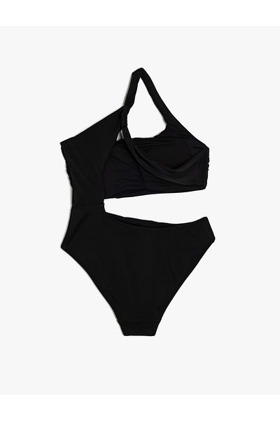 Koton New Season One Shoulder Mayokini with Asymmetrical Drape Detail