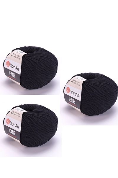 Yarnart Yarn Art Jeans 53 Μαύρο Amigurumi Πλεκτό νήμα Ζακέτα Πλεκτό νήμα Baby Floss Punch Floss 3 Συσκευασία