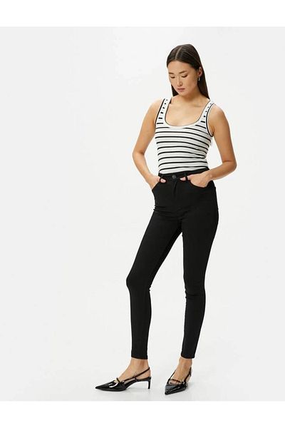 Koton Skinny Fit Recovery-Jeans, hohe Taille, schmales Bein, schmale Passform, Tasche - Carmen Jean