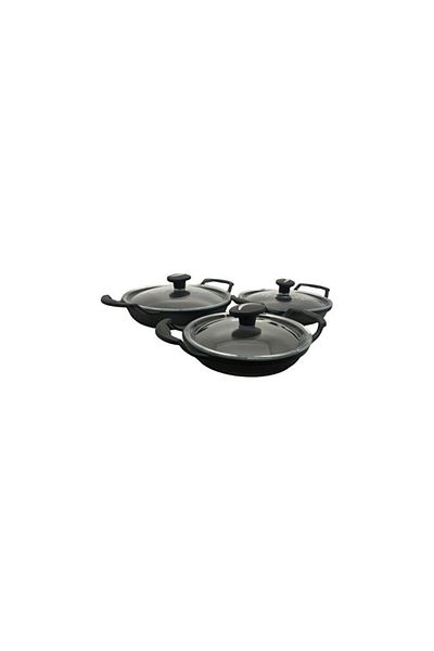 Demir Çeyiz Ferro Plus Diamond Series - 3-Piece Granite Casting Pan Set with Lid