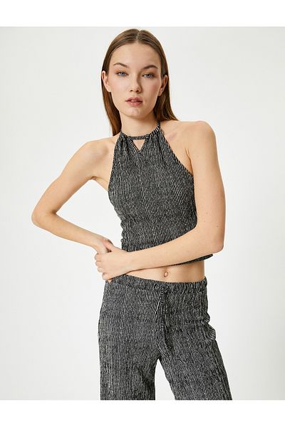 Koton New Season Halter Neck Crop Tank Top Slim Fit Wrap