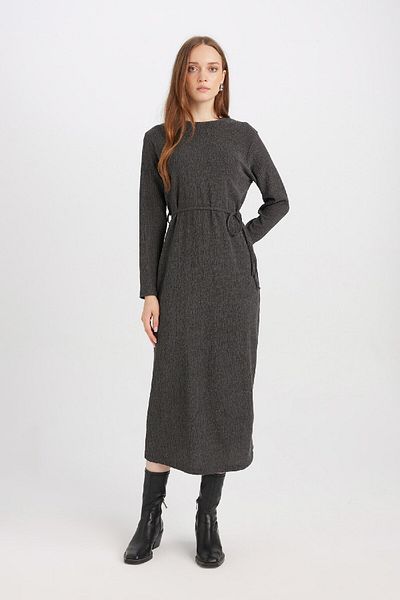 DeFacto Zavinovací midi šaty s dlouhým rukávem Regular Fit D5024Ax24Au