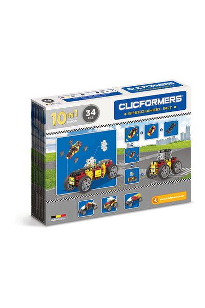 CLICFORMERS مجموعة عجلات السرعة - 34 قطعة