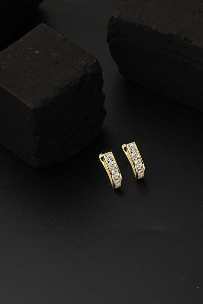 Bilezikci Beyaz Taşlı 14 Ayar Altın Kız Bebek Küpesi