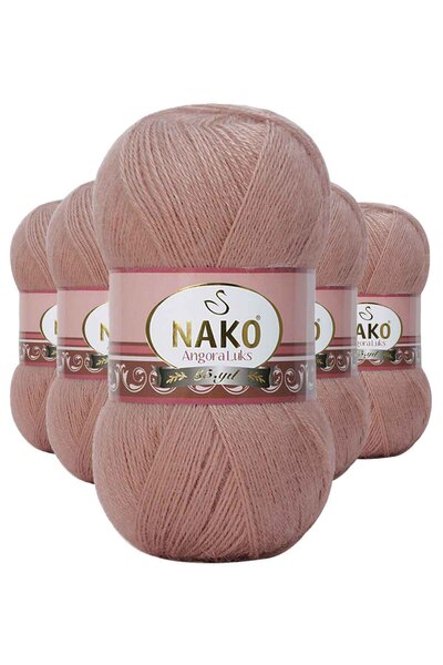 NAKO 5 قطع أنجورا فاخرة للحياكة اليدوية برونزية 11054