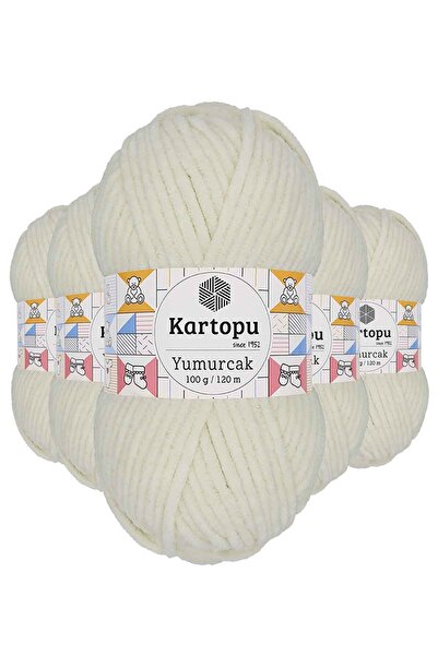 Marsilyan 5 قطع من خيوط الحياكة اليدوية المخملية Yumurcak باللون الأبيض الفات...