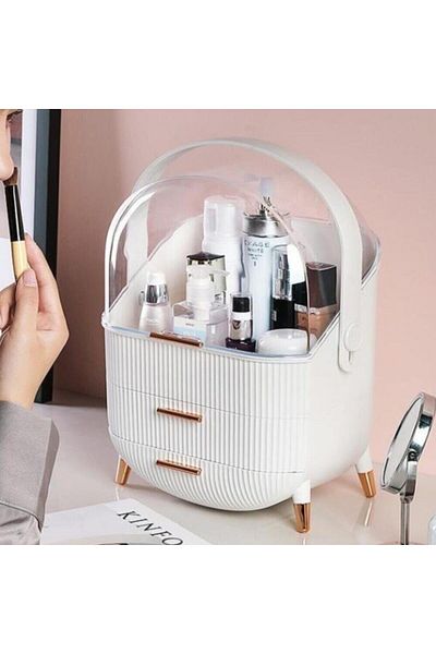 Piev House By House Cream Color Organizer μακιγιάζ και καλλυντικών με συρτάρι