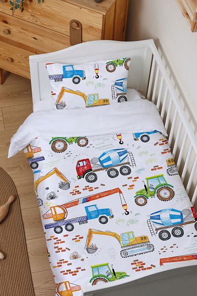Tuğba Kuğu Park Bed Crib Duvet Cover Set (80x120) - Iconic Series - Colorful Work Machines