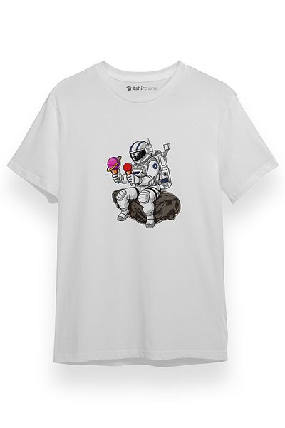Tshirthane Αστροναύτης Λευκό κοντομάνικο ανδρικό μπλουζάκι