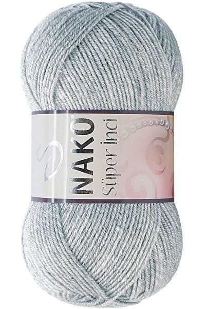 NAKO 1 Piece Super Pearl Hand Knitting Thread 100 Gr Light Gray Melange 195