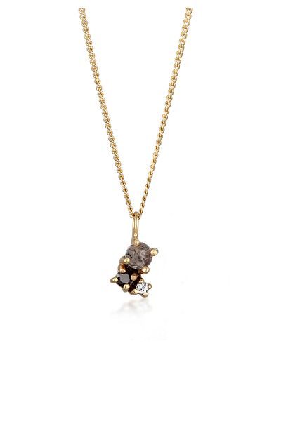 ELLI Halskette Diamanten Halskette Damen Anhänger Feine Kette Diamant Brillantschliff Schwarz (0,006 CT) Topa