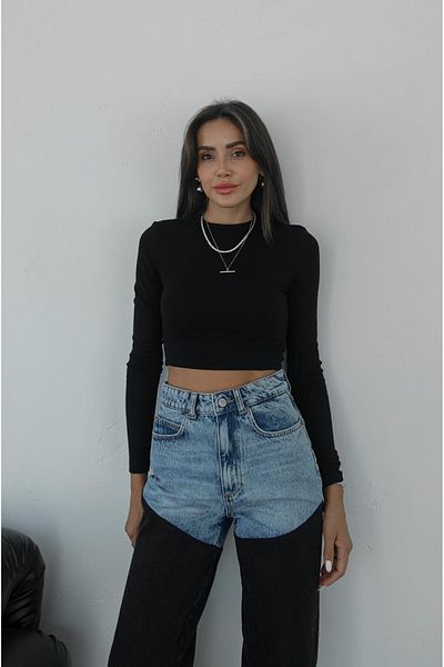 Havoş Μαύρο μακρυμάνικο Crop Top