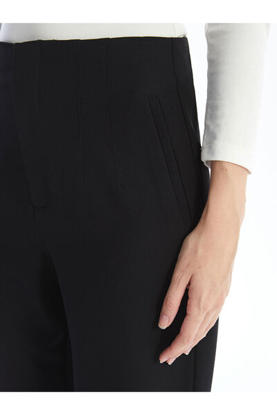 LC Waikiki Black Slim Fit Women's Trousers with Spanish Legs