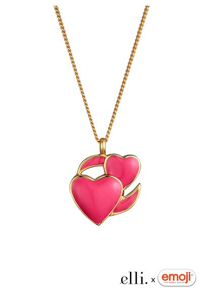 ELLI Necklace Necklace Women Heart Pendant Fine Chain Enamel 925 Sterling Silver Festival 45 Cm