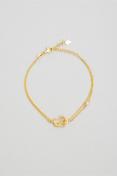 So CHIC... Sonsuz Aşk 18 Ayar Sarı Altın Kaplama 19 Cm Gümüş Minimal Bileklik