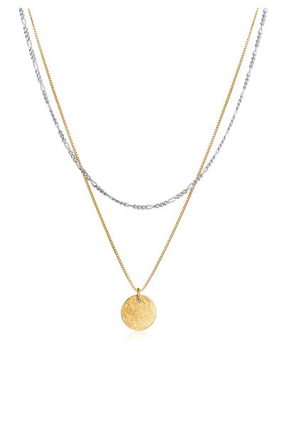 ELLI Halskette Layer Bicolor 925 Sterling Silber vergoldet