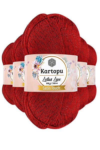 Marsilyan 5 قطع لوتس لوكس بيكيني بوستير بلوزة حياكة لامعة K165 أحمر