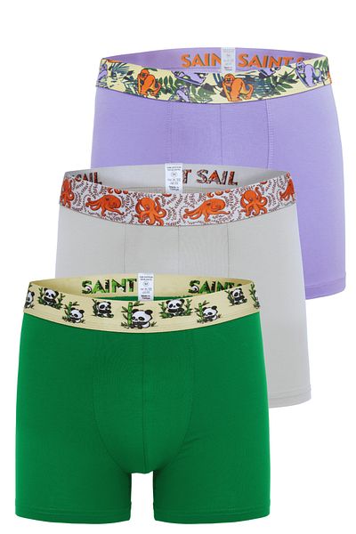Saint Sail Σετ 3 ανδρικών μπόξερ με εύκαμπτο ύφασμα από βαμβακερό Lycra με πολύχρωμα σχέδια