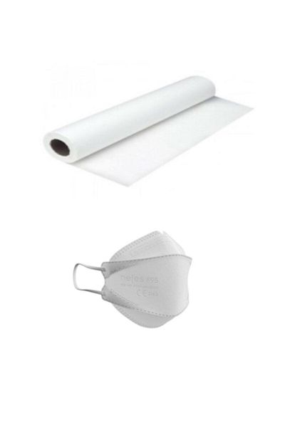 KOÇAL KAĞIT Laminated Roll Stretcher Cover 50cm X 50m 12 Pieces + Ffp2 Mask White 5 Pieces