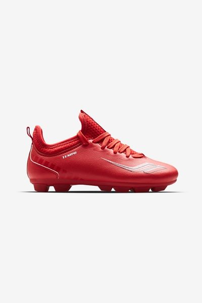 Lescon Tempo Men's Football Boots - Non-Slip Sole, Lace-up, Red