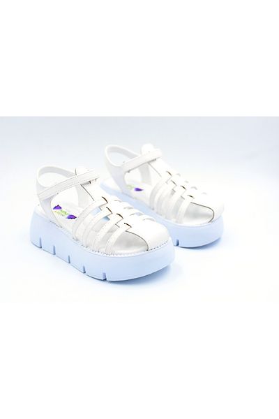 Prego Sandale pentru copii Arzen Beyan - Talpă ușoară, vârf închis cu velcro, alb