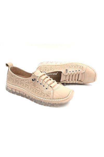 Prego İniesta Beige Casual Women's Comfort Shoes - Genuine Leather, Transparent Thermo, Non-Slip Sole