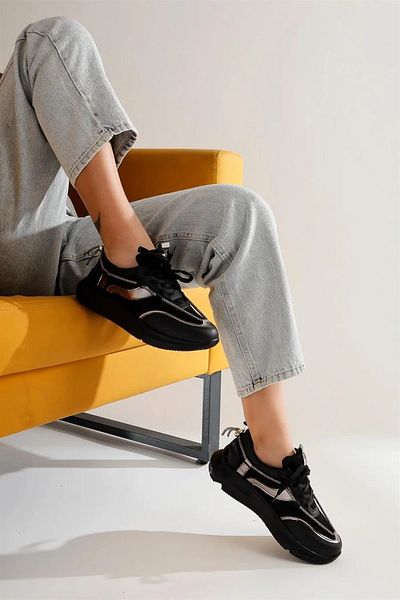 Prego Black Women's Sports Shoes - Poly Light Sole, Lace-up and Stone Piping Detail