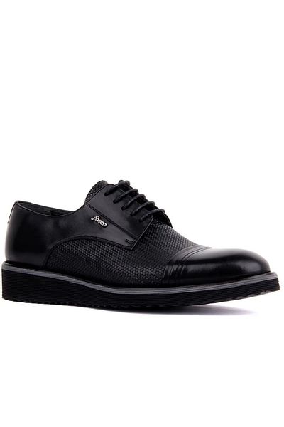 Fosco 7042 Genuine Leather Inside and Outside Eva Light Sole Men's Casual Shoes Black