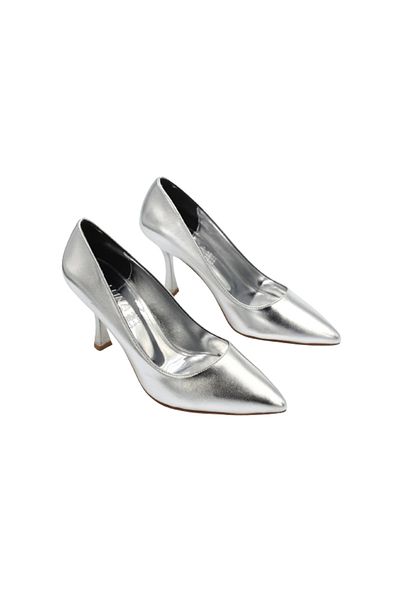 Prego D9291 Model Stiletto Femei - Pantofi de culoare argintie