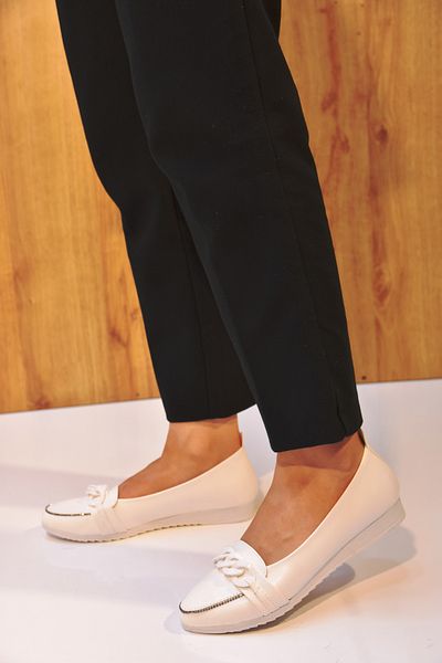 Oc Shoes D8787 Model White Women's Ballerinas - Ring Snap