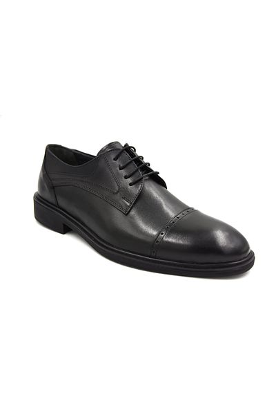 Prego (STİLLONİ) Μαύρα ανδρικά παπούτσια casual - γνήσιο δέρμα, κορδόνια, ελαφριά σόλα