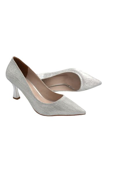 Prego Park Moda - Pantofi stiletto argintii pentru femei