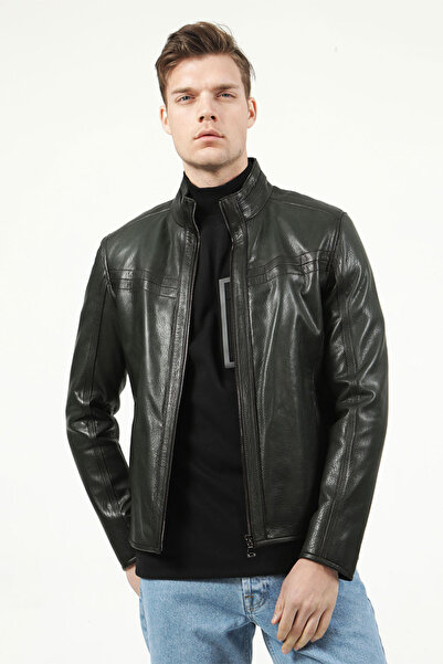 Dericlub E1097 Jumbo Green Men's Leather Coat