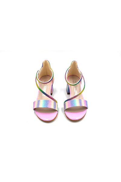 BEYAZ (Mini Women) Girls' Evening Dress Shoes with Multicolor Age Bias Heels Multicolor
