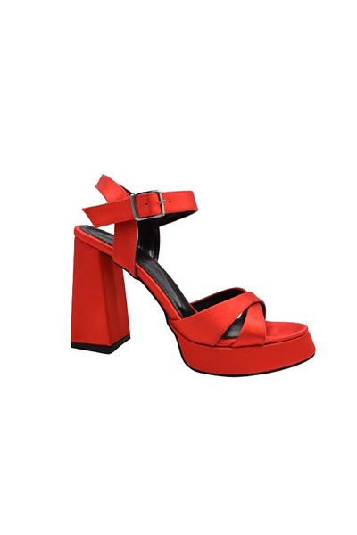 DeKaSe Dekas DA8724 Thick Heeled Women's Single Band Shoes RED