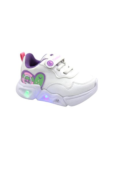 Prego (TİWİTTOYS) Işıklı Hafif Taban Cırtlı Çocuk Spor Ayakkabı Beyaz