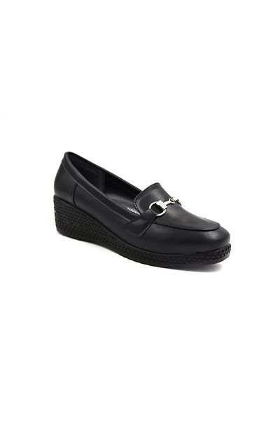 Prego Park Moda - Pantofi casual de damă negri cu talpă ușoară și detaliu cu cataramă