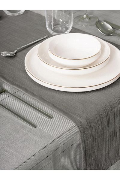 Benimpazar Gray Linen Table Cloth