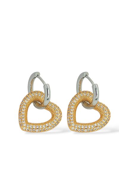 Çlk Accessories Premium Heart Earrings with Stone Detail