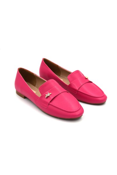 Park Moda Stone Buckle Detailed Daily Women's Ballerina Shoes Fuchsia