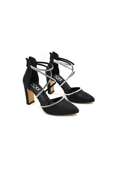 Prego Stone Piping Detailed Closed Toe Women's Shoes Black Silver