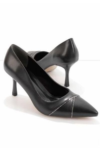 Park Moda Black Stone Detailed Women's Heeled Shoes
