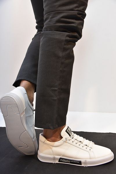 Hammer Jack Ανδρικά παπούτσια Casual Basel Γνήσιο Δερμάτινο Μαύρο Toscana Λευκό