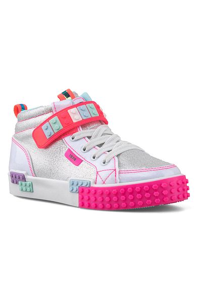 Prego Pantofi sport pentru copii model 1958 din in - termo anti-alunecare, glezne cu velcro, sclipici argintii