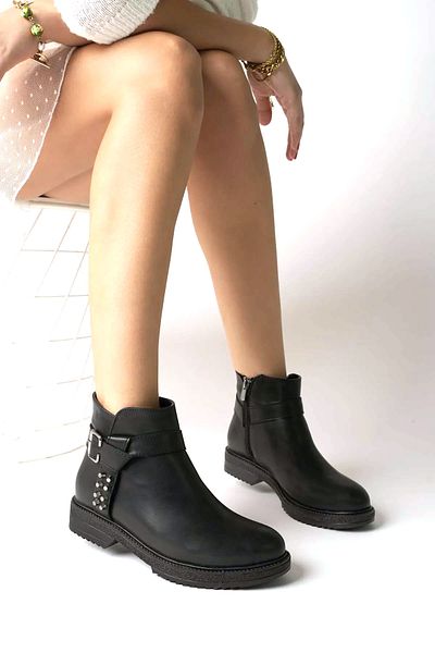 Prego Windif Thermo Non-Slip Sole Zippered Daily Women's Boots BLACK
