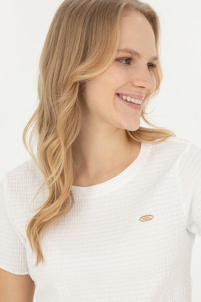 U.S. Polo Assn. Γυναικείο λευκό μπλουζάκι με λαιμόκοψη 50285532-VR013