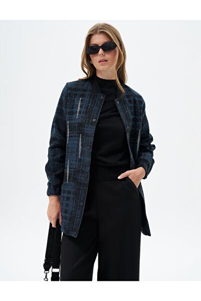 Kayra سترة نيلي بياقة جامعية - إغلاق سريع