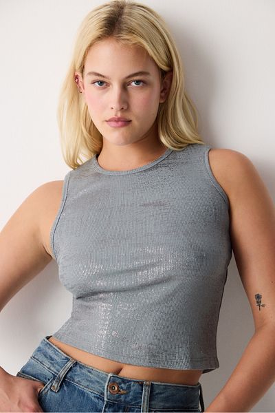 Penti Graues Neckholder-Oberteil mit Foliendruck