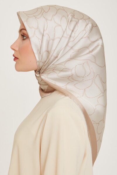 Armine Μεταξωτό φουλάρι 2025 Χειμώνας - 9222-84 Κρεμ Μπεζ Τυλίγμα