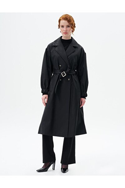 Kayra Bilekleri Büzgülü Gold Düğme Detaylı Kap Siyah